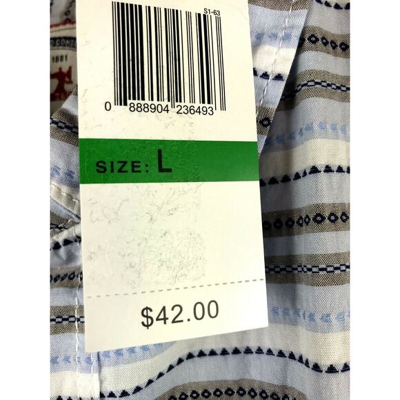 Thread & Cloth Mens Button Front Blue Stripe Casual Shirt Size Large TWS7161 NEW - Picture 4 of 5